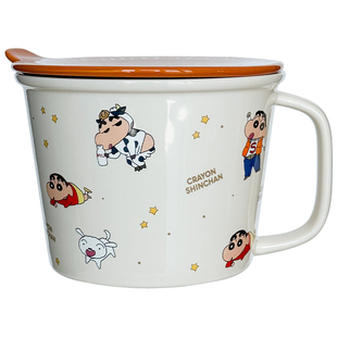 蜡笔小新陶瓷带盖泡面碗家用2025新款高颜值大容量带勺方便面大碗