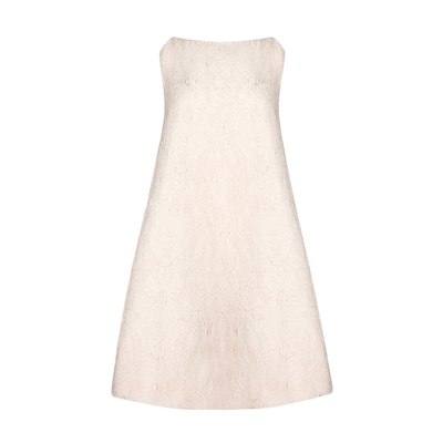 仙女裙后构想法式裸色提花连衣裙