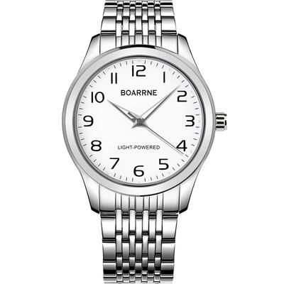 太阳能老人手表男款钢带松紧带大数字盘爸爸爷爷中老年人男光能表