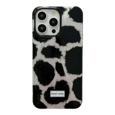 冷淡风黑色豹纹带毛绒手提适用苹果15手机壳iPhone16ProMax新款15pro防摔13女款12硅胶14pro个性小众全包软壳