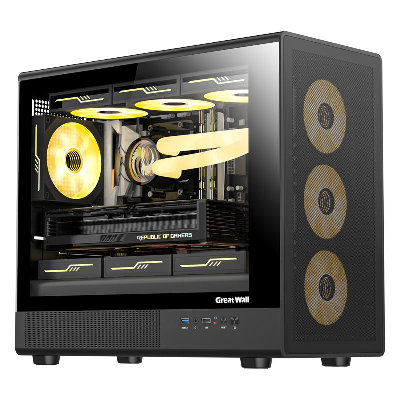 長(zhǎng)城機(jī)箱魅影M2PRO側(cè)透機(jī)箱240/360水冷MATX臺(tái)式電腦臺(tái)式機(jī)主機(jī)箱