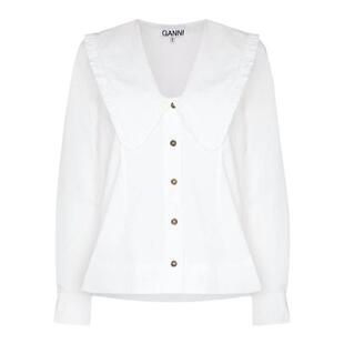 香港直邮Ganni 荷叶边彼得潘领罩衫 F5778151 日常通勤舒适柔软