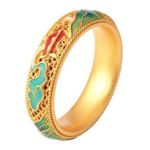 千里江山银鎏金戒指非遗手工花丝珐琅镂空新中式国潮古法纯银指环