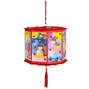 中秋节走马灯儿童传统灯笼不织布灯笼diy幼儿园手工DIY粘贴材料包