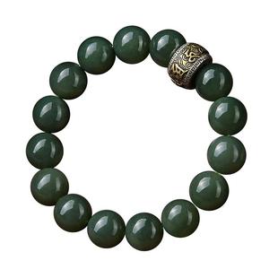 和田玉手串男女鸭蛋青文玩佛珠盘玩念珠高级感转运珠手把件手链