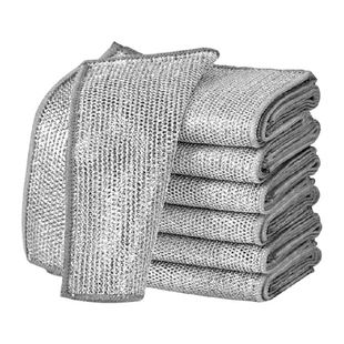 千屿银丝6条双面双层金属丝抹布厨房刷锅钢丝球洗碗布清洁不沾油