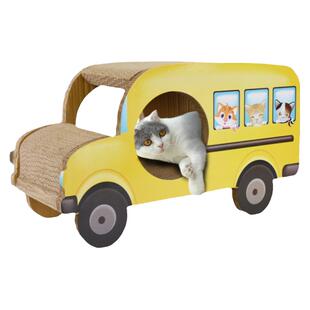 理想国瓦楞纸一体猫抓板金龟子校车绿皮卡车冰淇淋车雪糕耐抓磨爪