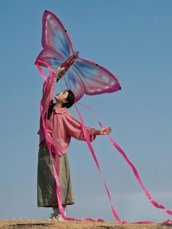 潍坊风筝2025新款大人专用微风易飞春游氛围拍照蝴蝶手持飘带纸鸢