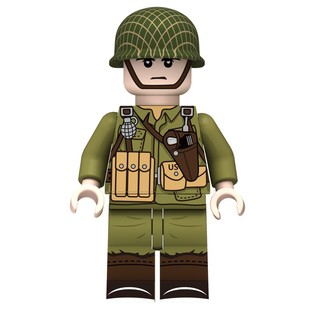 小颗粒二战积木军事人仔偶MOC德法苏八路美军士兵武器98K拼装玩具