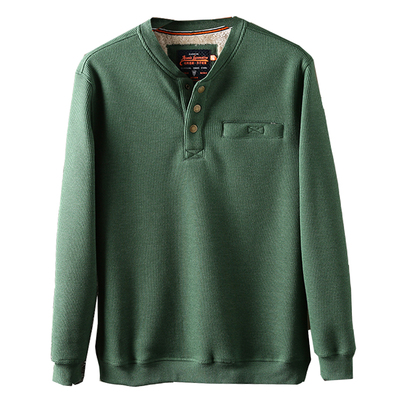 华夫格t恤衫亨利领羊羔绒卫衣