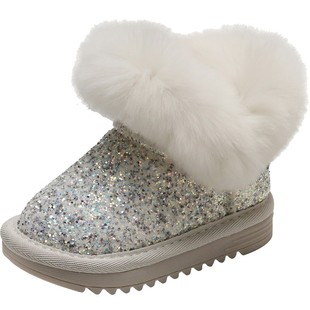 儿童雪地靴宝宝冬季公主加绒短靴女童鞋加厚棉鞋冬鞋婴儿学步鞋子