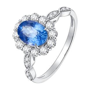 ILCO尤珂「奢丽之花」18k金天然蓝宝石戒指真钻镶嵌红宝石女戒指