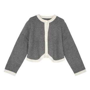 希以家女装2024秋季新品毛衣开衫撞色圆领韩系千金浣熊绒套装