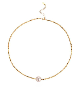 高端贝珠S925银包金碎银子锁骨链珍珠项链女款气质感轻奢礼物