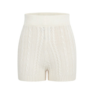 MosesQueen魔西女王白色麻花针织短裤女外穿紧身显瘦高腰包臀热裤