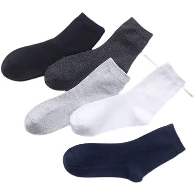 诸暨袜子男士秋冬中筒袜四季短袜棉袜吸汗透气防臭黑色男式运动袜