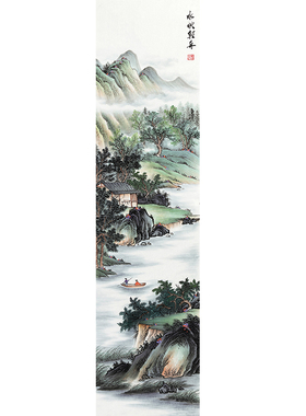 新中式竖幅水墨山水装饰自粘贴画