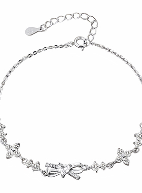 蝴蝶结手链足银轻奢高级小众时尚