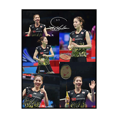 志田千阳 大崛彩  王适娴相框摆件装饰画  羽毛球美女球星壁画