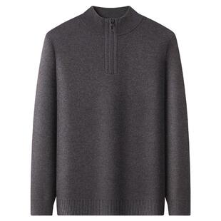 [牦牛绒绵羊毛]梦特娇冬新款男士牛绒衫半高领拉链毛衣加厚保暖J