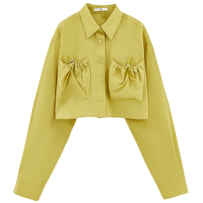 SLY设计感抽褶口袋短款长袖