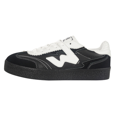 顽刻ollieskate黑色皮质蝴蝶结丝带生胶W系列国潮男女德训滑板鞋