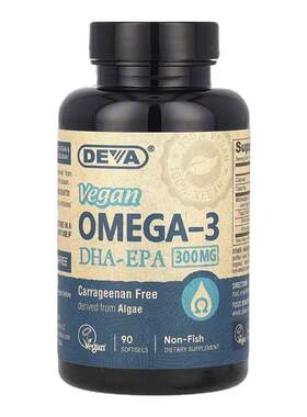 Deva藻油Omega-3胶囊DHA-EPA纯植物来源海藻支持心脑健康
