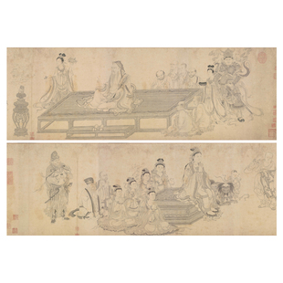 李公麟维摩演教图卷高清国画人物线描临摹画稿工笔人物线描微喷画