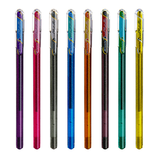 日本pentel派通蝴蝶笔双色闪光啫喱笔手帐笔hybrid珠光金属色K110好看的笔贺卡笔1.0中性笔网红松石绿