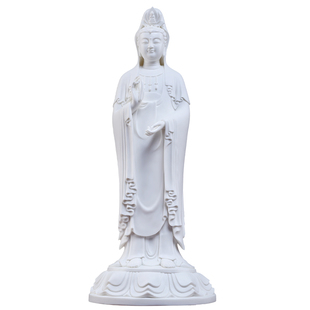 戴玉堂陶瓷立莲杨柳观音家用客厅供奉观世音菩萨立像摆件德化白瓷
