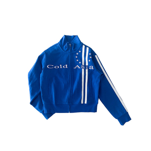 美式复古卫衣开衫女春季侧边条纹星星刺绣立领夹克外套街头风上衣