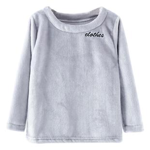 秋冬儿童法兰绒睡衣家居服上衣男女童宝宝加绒加厚小孩珊瑚绒外套