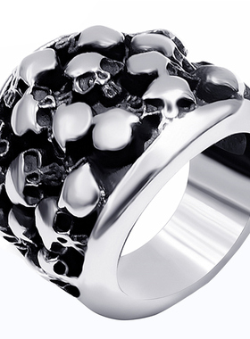 暗黑元素男士钛钢朋克不掉色戒指