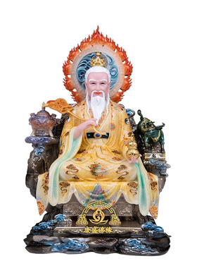 繁体三清道祖神像汉白玉供奉摆件