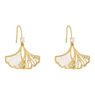 扇形银杏叶耳坠高级感耳环女独特绝美2025年新款耳饰气质轻奢耳钉