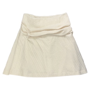 TROPICEYE 秋冬复古针织中低腰半身裙大摆加厚不对称褶皱弹力半裙