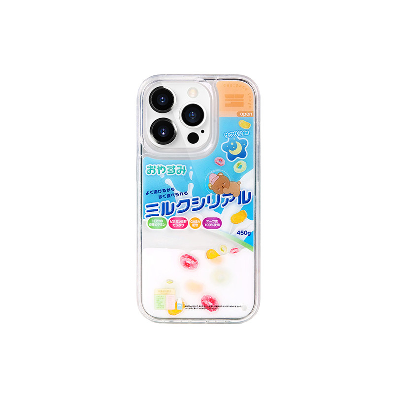 【睡前故事】壳空间原创牛奶麦片流沙手机壳适用苹果17Pro16promax外壳iPhone15透明光面新款防摔小众高级感
