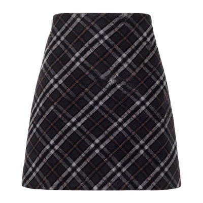 绮娑大码显瘦胖mm复古格子直简半身裙女秋冬新款毛呢短款微胖裙子