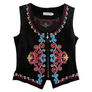 新疆舞蹈马甲秋冬新款金丝绒绣花坎肩女广场舞服维吾尔族舞马甲女