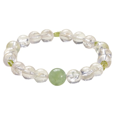 zeroline葡萄石白水晶手链女