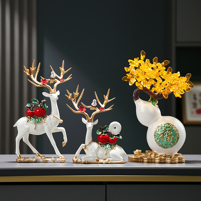 葫芦鹿摆件客厅摆件高端大气上档次家居饰品装饰品乔迁新居礼品