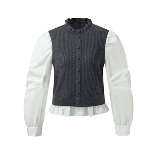 首降5折|歌莉娅假两件上衣女25新款秋季通勤穿搭独特小众套头衫