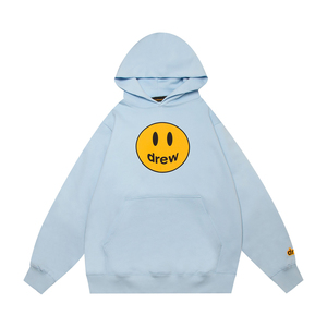 过验版drew卫衣笑脸连帽卫衣男女情侣美式纯棉帽衫上衣外套春秋冬