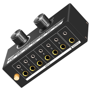 阿音 6路音频切换器六进一出无损RL立体声音频信号转换器音量调节