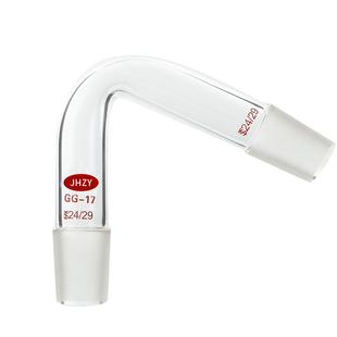 玻璃蒸馏头牛角管蒸馏弯头弯管接管75度克氏分馏头卜字形蒸馏头抽气接管接头接收管 加厚 高硼硅玻璃