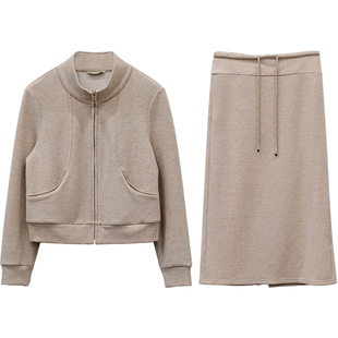 一三良品小个子 加厚加绒卫衣开衫半身裙套装立领上衣半裙两件套