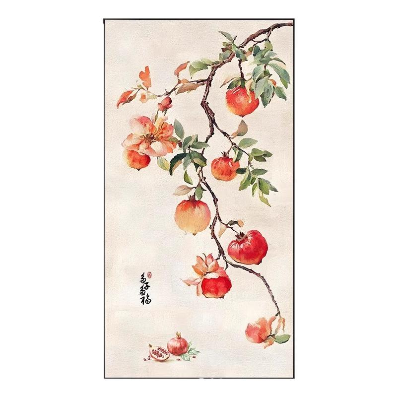玄关装饰画现代简约入户正进门墙壁画石榴寓意好客厅走廊过道挂画
