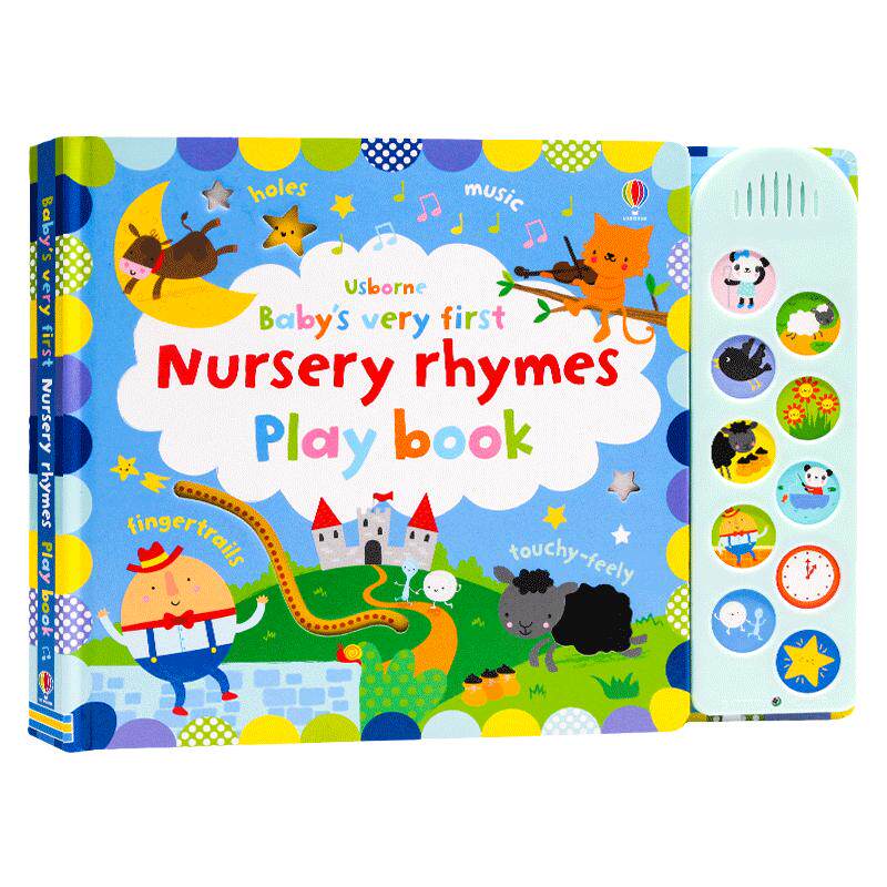 Usborne童谣儿歌 英文原版绘本Baby's Very First Nursery Rhymes Playbook尤斯伯恩幼儿纸板触摸发声翻翻洞洞书 儿童启蒙游戏互动