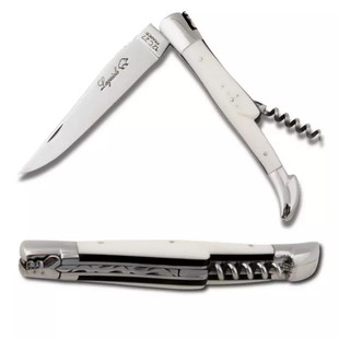 法国Laguiole拉吉奥乐不锈钢折叠刀 乌木+伊兹密尔石刀柄 开瓶器