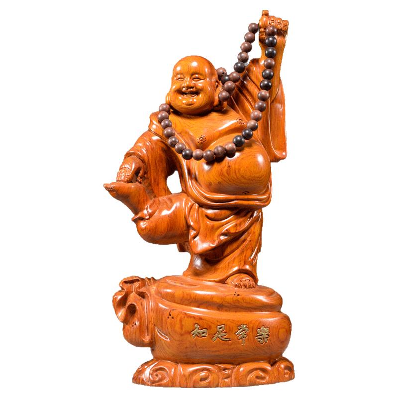 客厅知足常乐红木礼品弥勒佛像